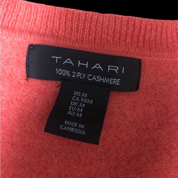Tahari 100% 2 Ply Cashmere Sweater Orange Med - Picture 5 of 5